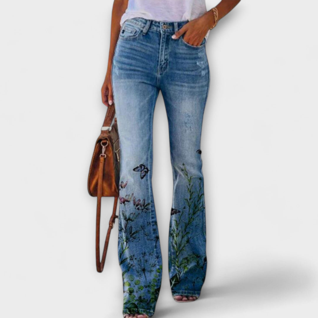Floral Denim Pants