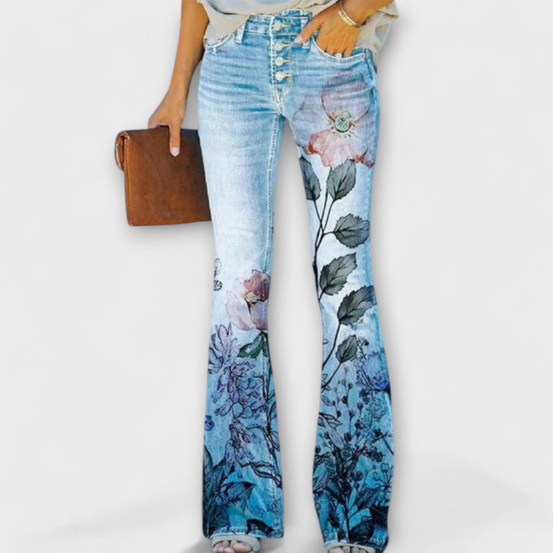 Floral Denim Pants