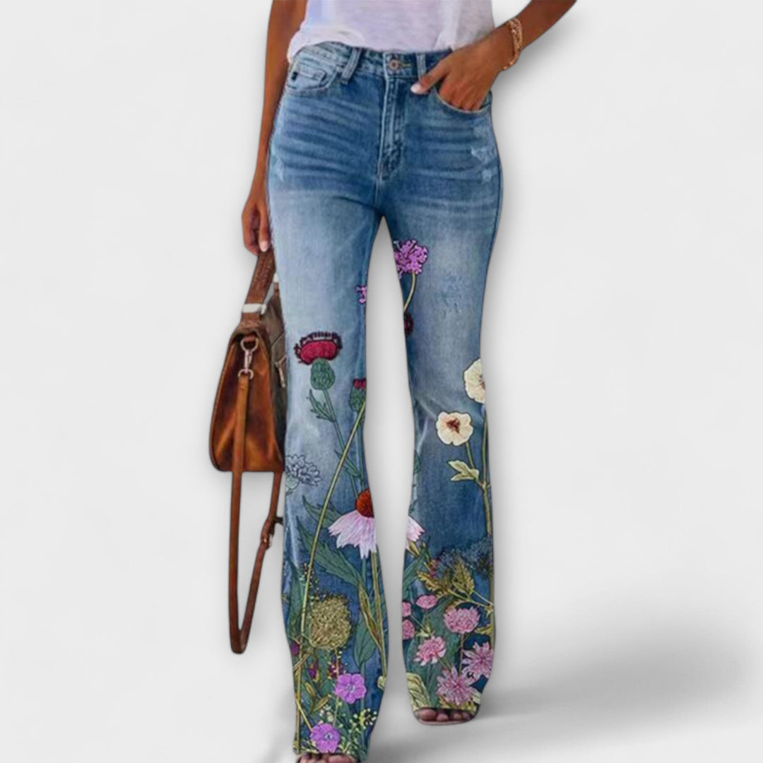 Floral Denim Pants