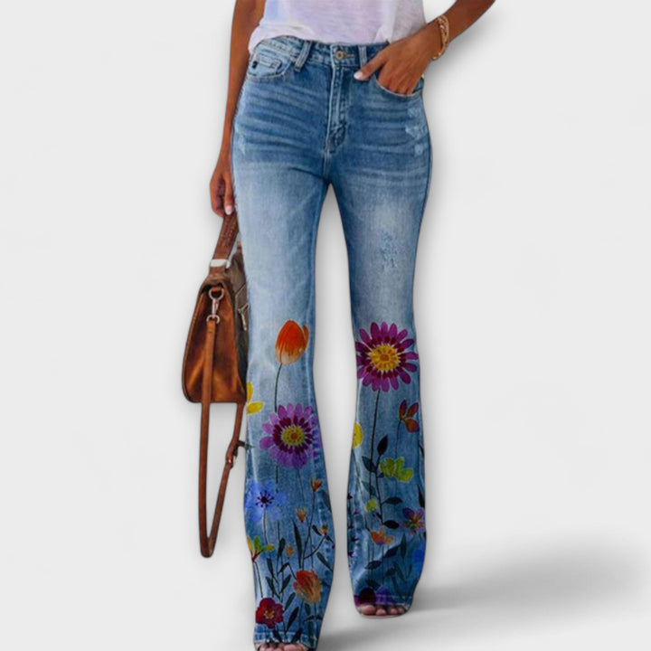 Floral Denim Pants