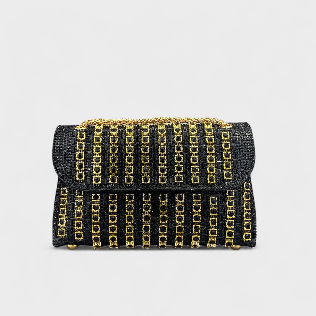 Claudia™ - Elegant shoulder bag with chain and colorful diamonds