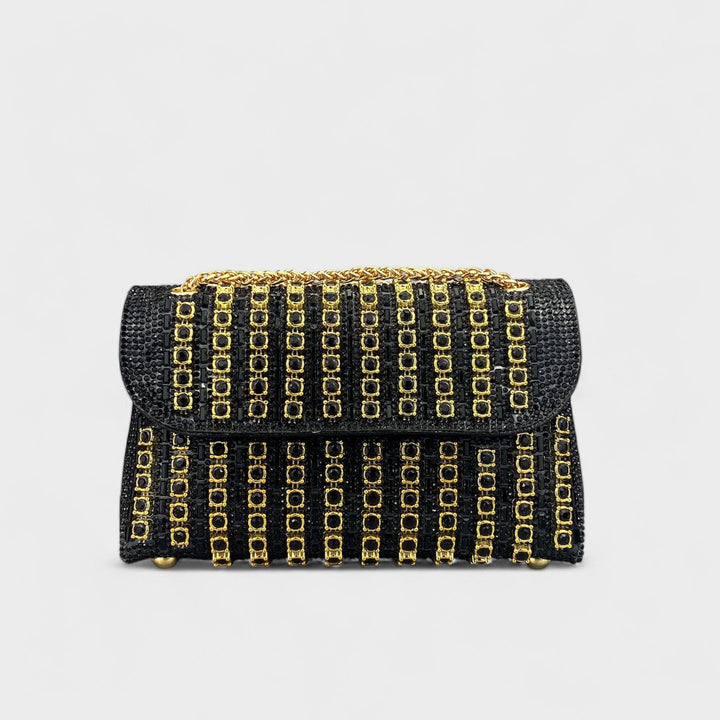 Claudia™ - Elegant shoulder bag with chain and colorful diamonds
