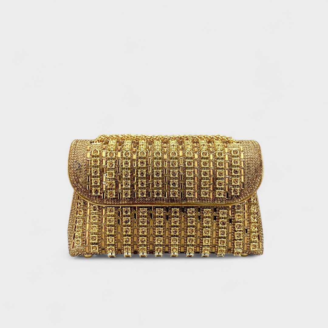 Claudia™ - Elegant shoulder bag with chain and colorful diamonds
