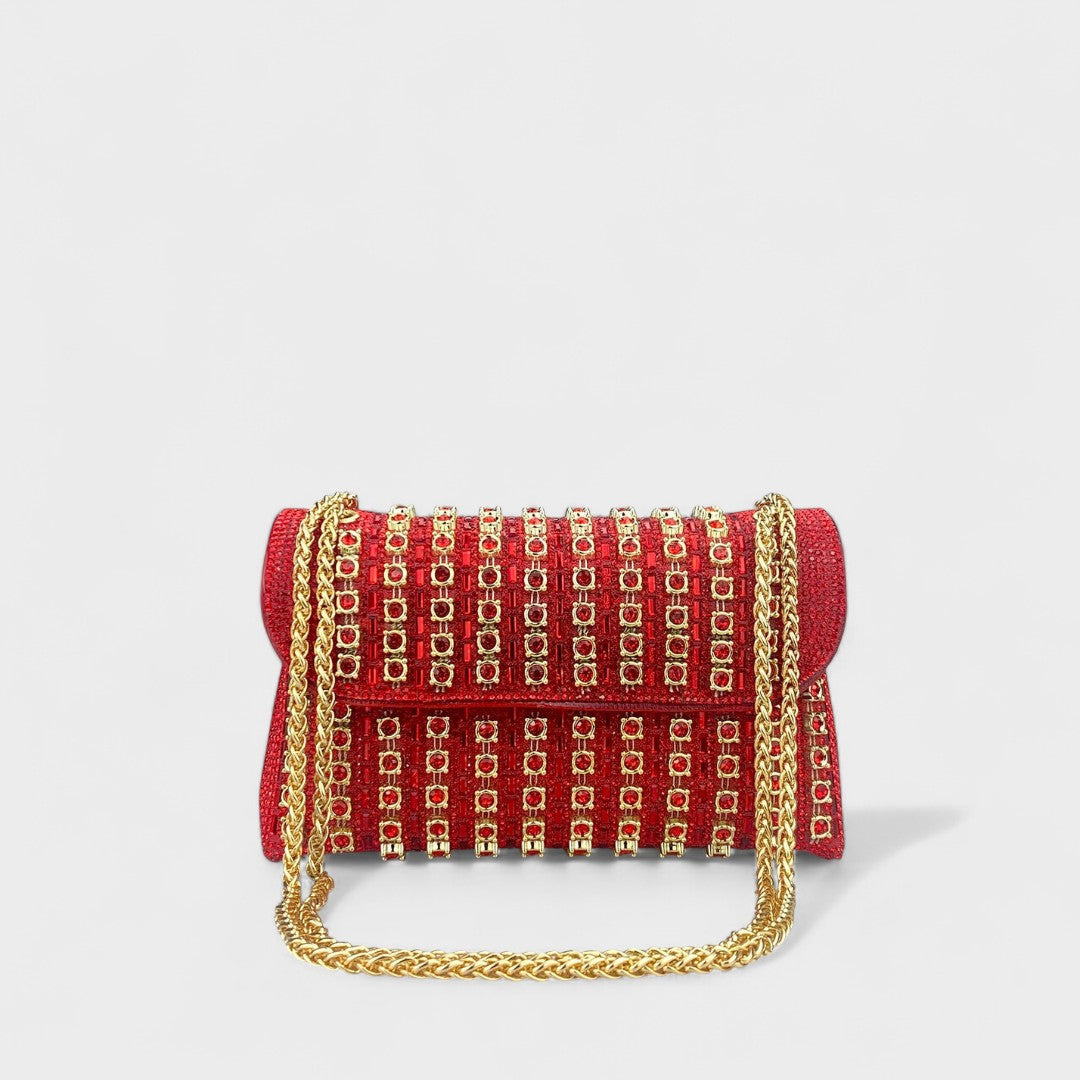 Claudia™ - Elegant shoulder bag with chain and colorful diamonds