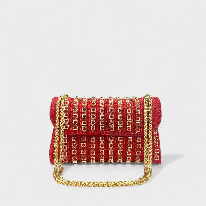 Claudia™ - Elegant shoulder bag with chain and colorful diamonds