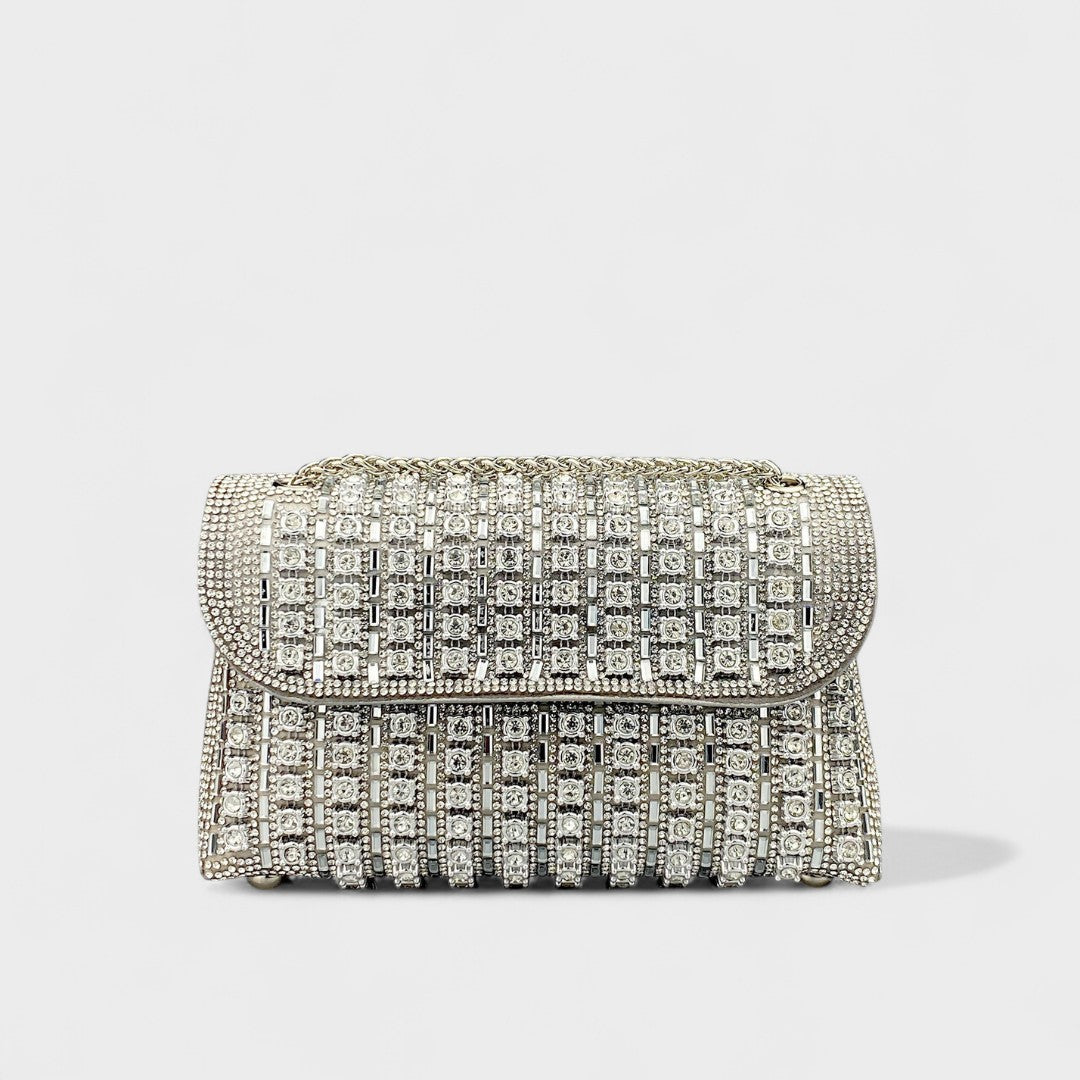 Claudia™ - Elegant shoulder bag with chain and colorful diamonds