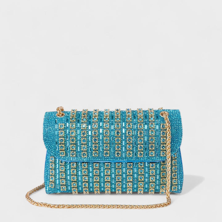 Claudia™ - Elegant shoulder bag with chain and colorful diamonds