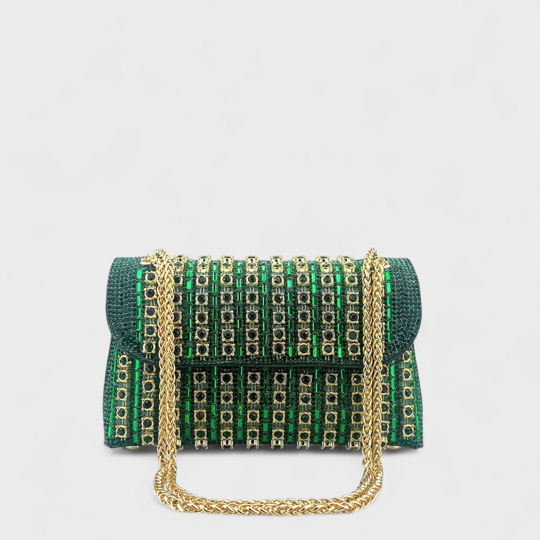 Claudia™ - Elegant shoulder bag with chain and colorful diamonds