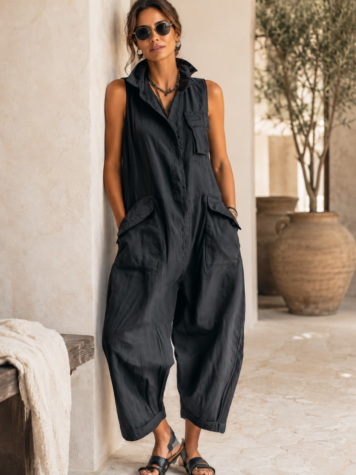 Ilaria | Sleeveless Cotton Jumpsuit with Relaxed Silhouette