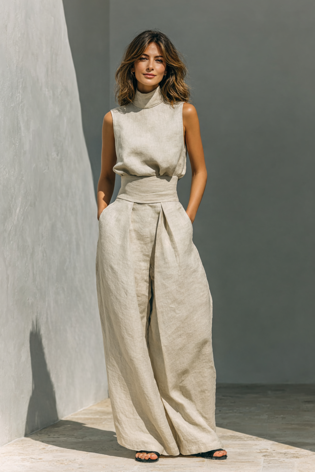 Maria | Minimalist two-piece set with wide leg