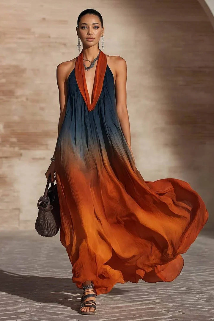Paula | Long Halter Dress / Gradient