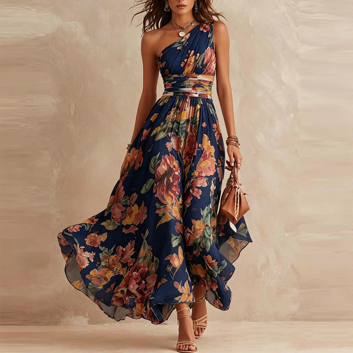 Lesena - Elegant Long Dress with Flowers