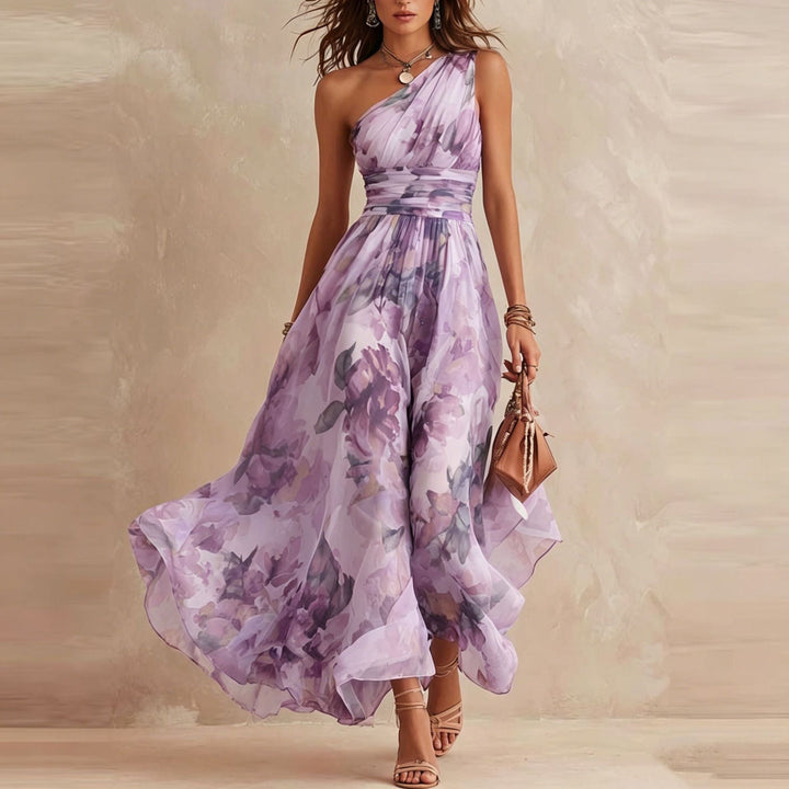 Lesena - Elegant Long Dress with Flowers