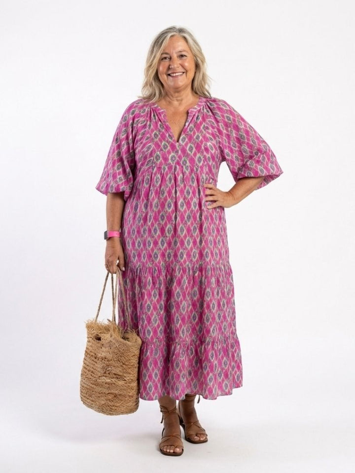 Midi Dress with Three-Quarter Sleeves Apolline