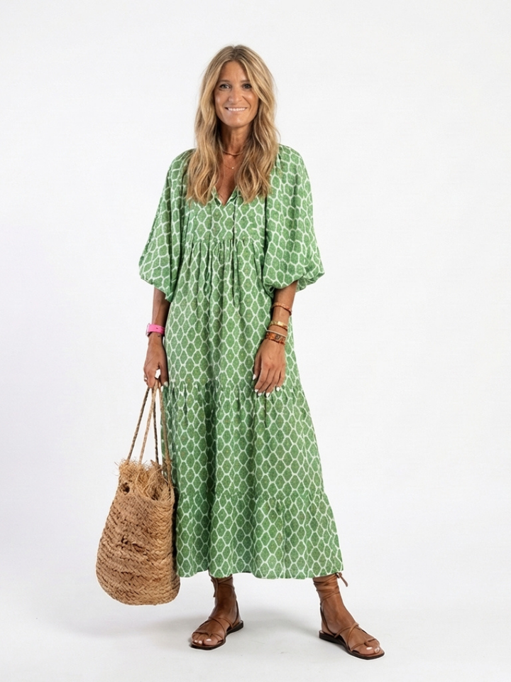 Midi Dress with Three-Quarter Sleeves Apolline