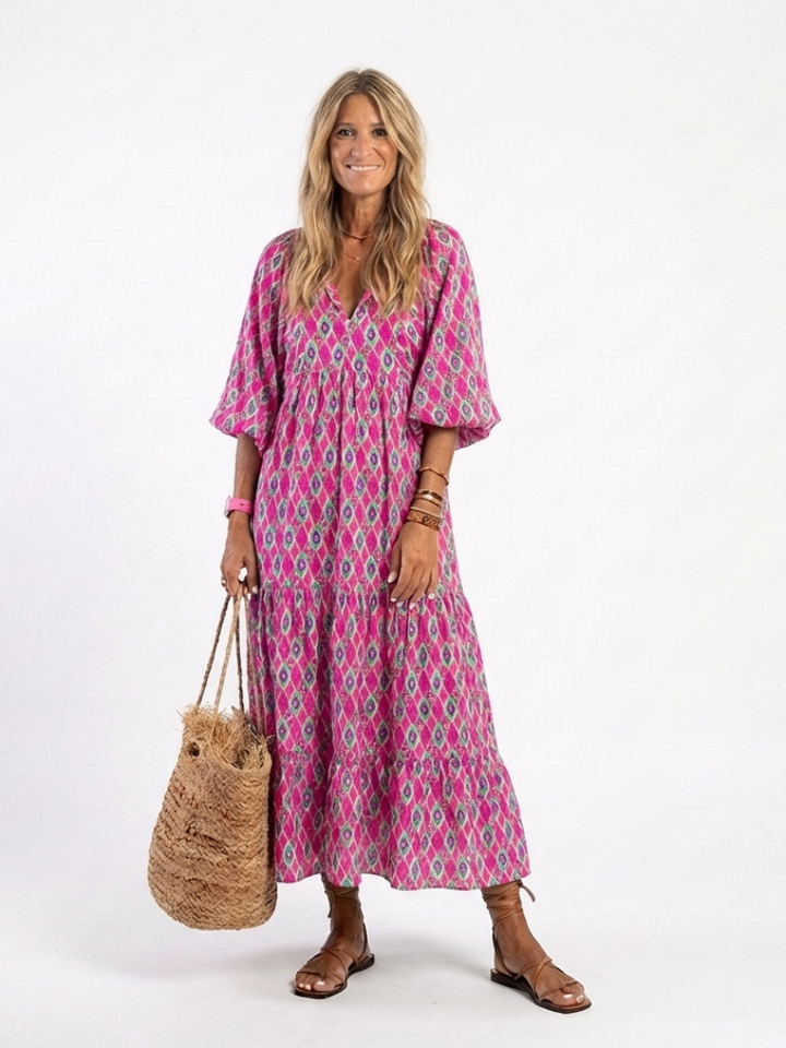 Midi Dress with Three-Quarter Sleeves Apolline