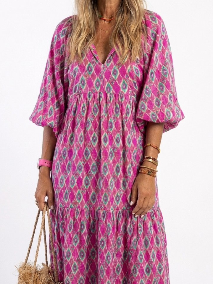 Midi Dress with Three-Quarter Sleeves Apolline