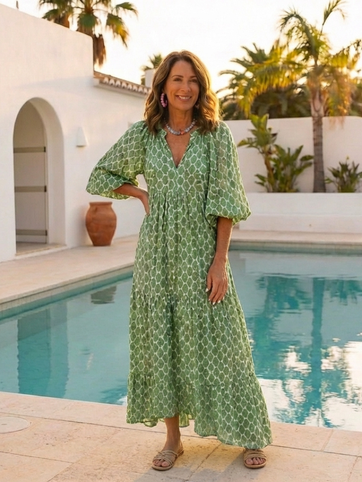Midi Dress with Three-Quarter Sleeves Apolline