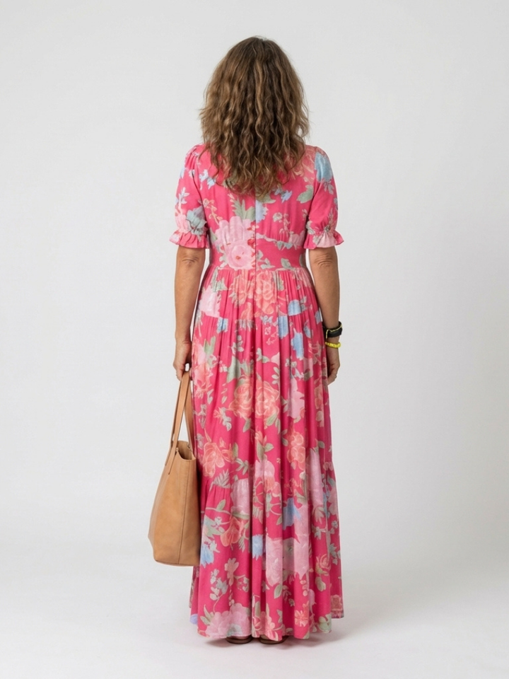 Midi Floral Dress with Short Sleeves Ione