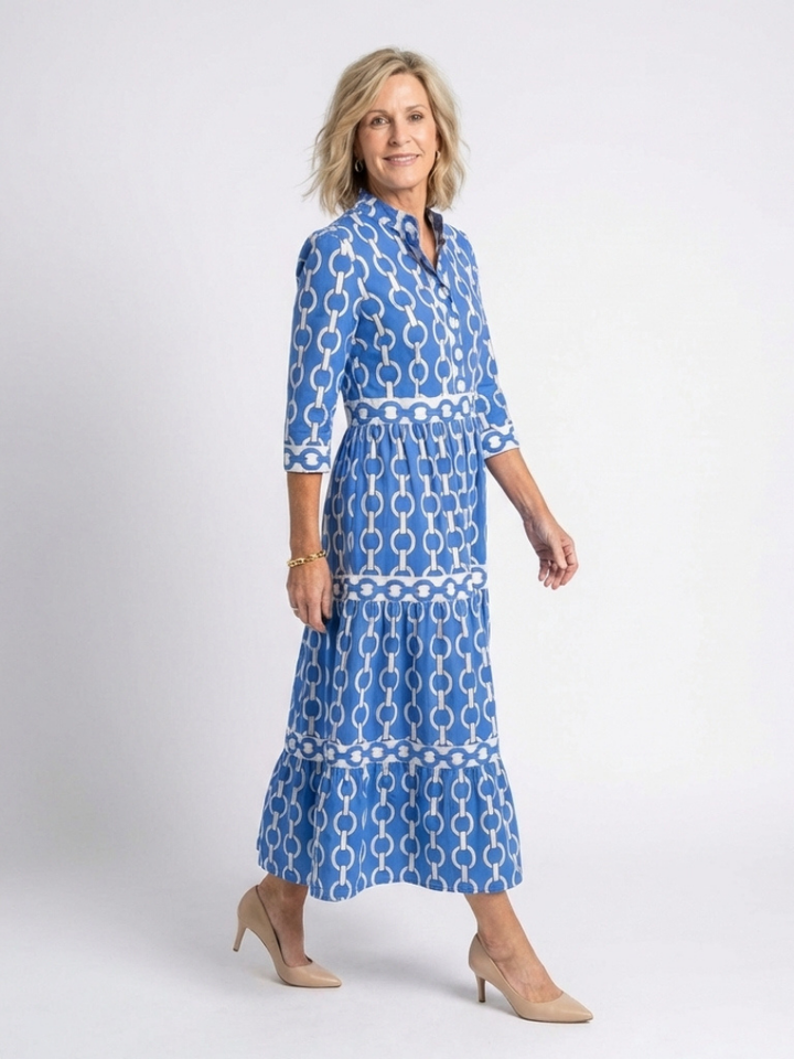 Midi Dress with Three-Quarter Sleeves Ysolde