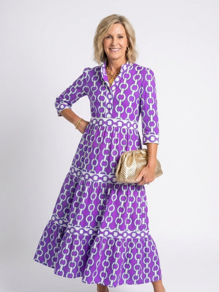 Midi Dress with Three-Quarter Sleeves Ysolde