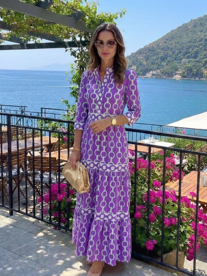 Midi Dress with Three-Quarter Sleeves Ysolde