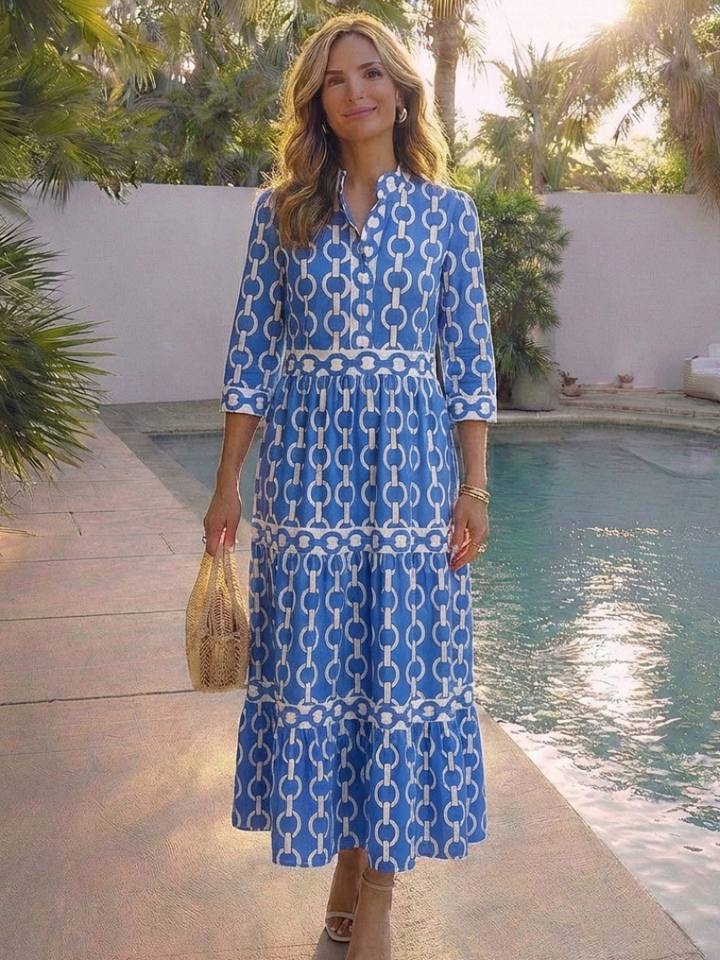 Midi Dress with Three-Quarter Sleeves Ysolde