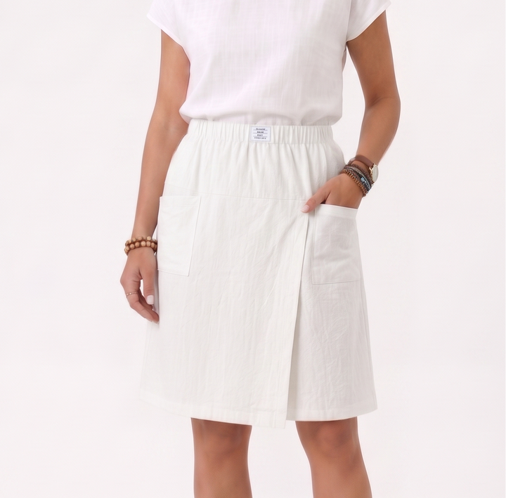 Skort with Elastic Waist and Cross Cut