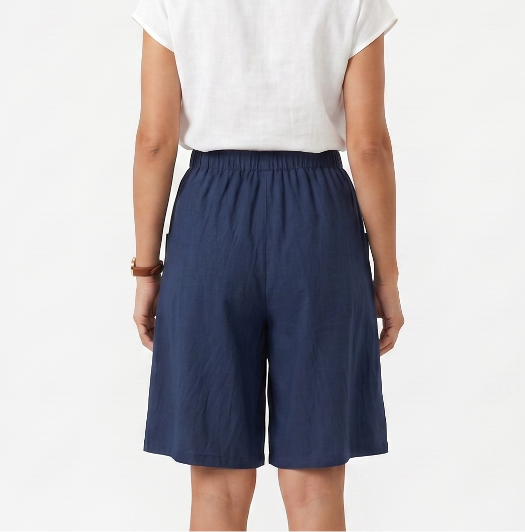 Skort with Elastic Waist and Cross Cut