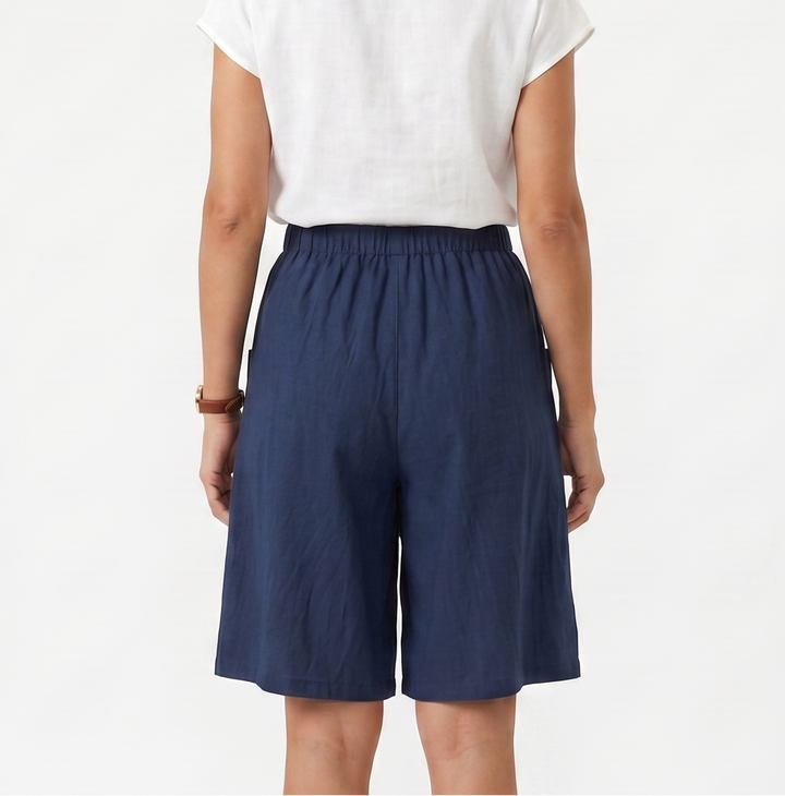 Skort with Elastic Waist and Cross Cut