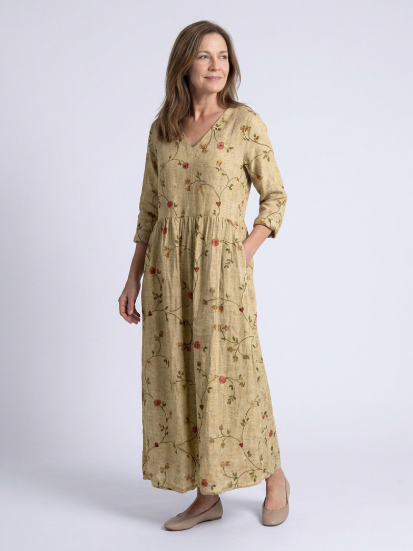 Marina Three-Quarter Sleeve Maxi Dress
