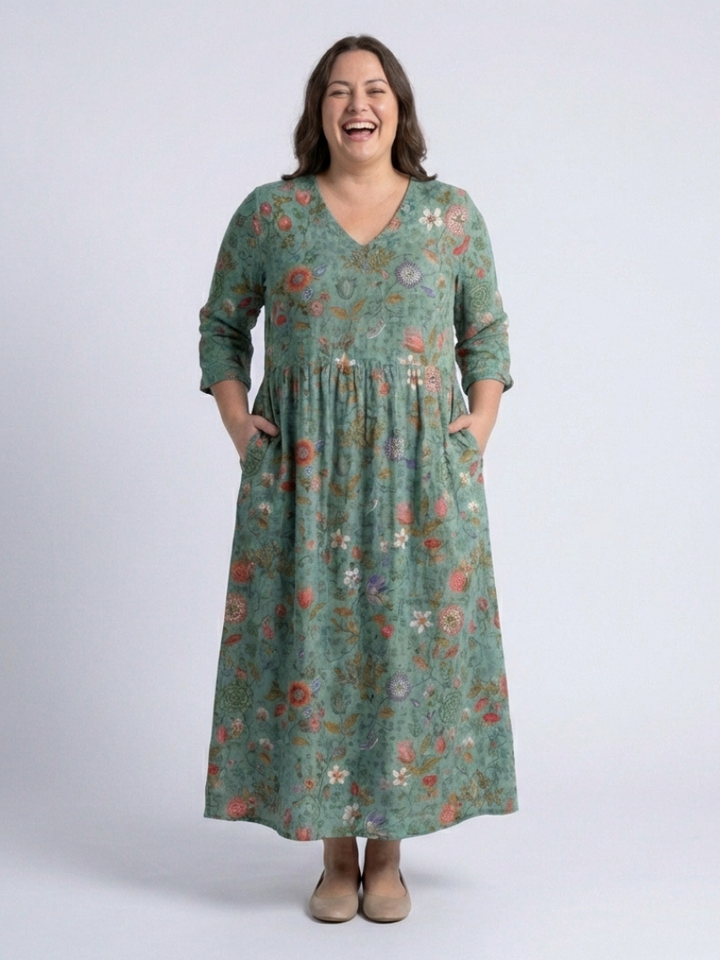 Marina Three-Quarter Sleeve Maxi Dress