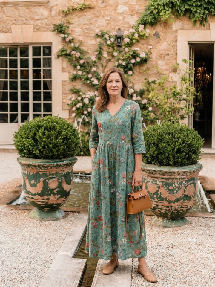 Marina Three-Quarter Sleeve Maxi Dress