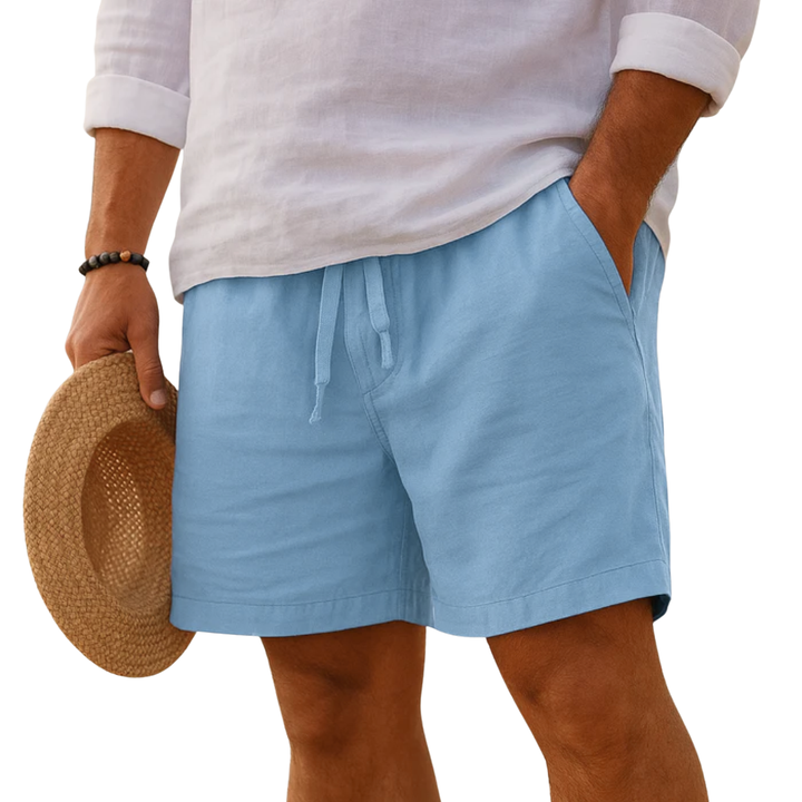 Elegant linen shorts with elastic waistband