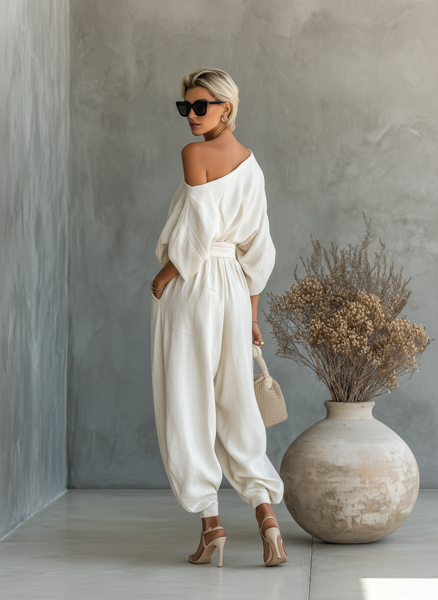 Trisha™ | Linen Set with One Shoulder