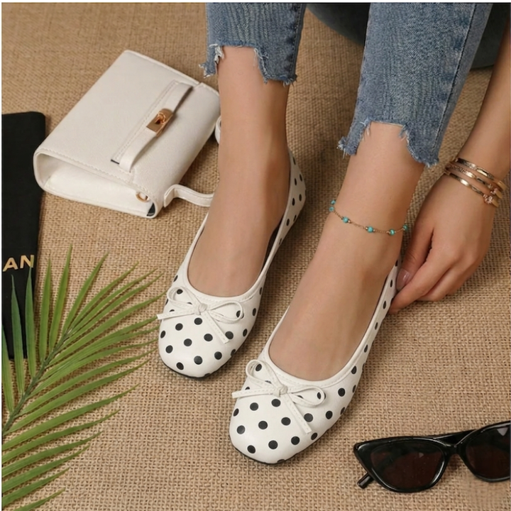 Colette - Ballerinas with Polka Dots and Satin Bow