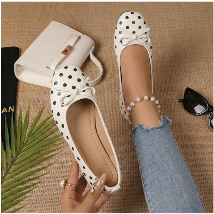 Colette - Ballerinas with Polka Dots and Satin Bow