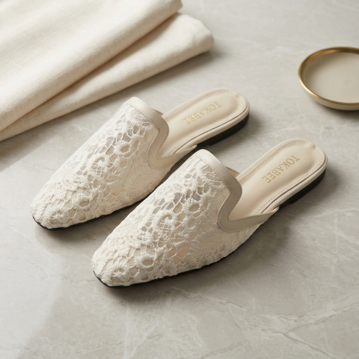 Dentelle - Orthopedic Mules in Floral Lace