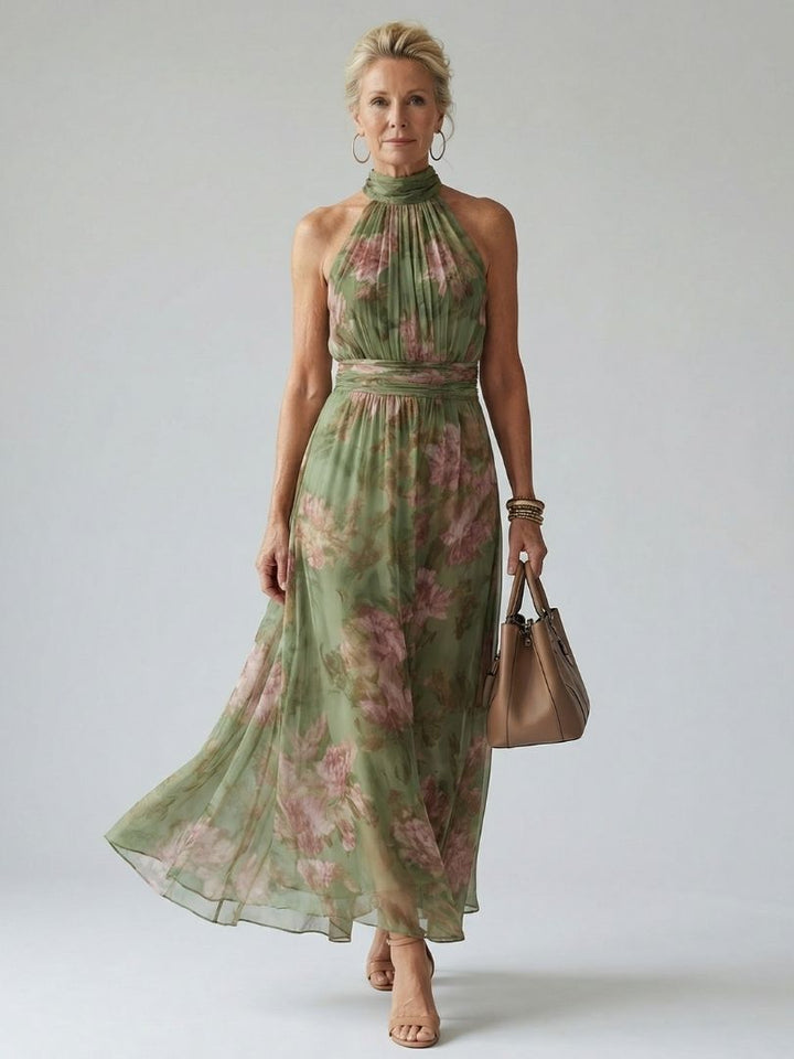Midi Dress with Ruched Halter Neck Mirelle