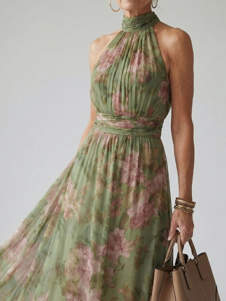 Midi Dress with Ruched Halter Neck Mirelle