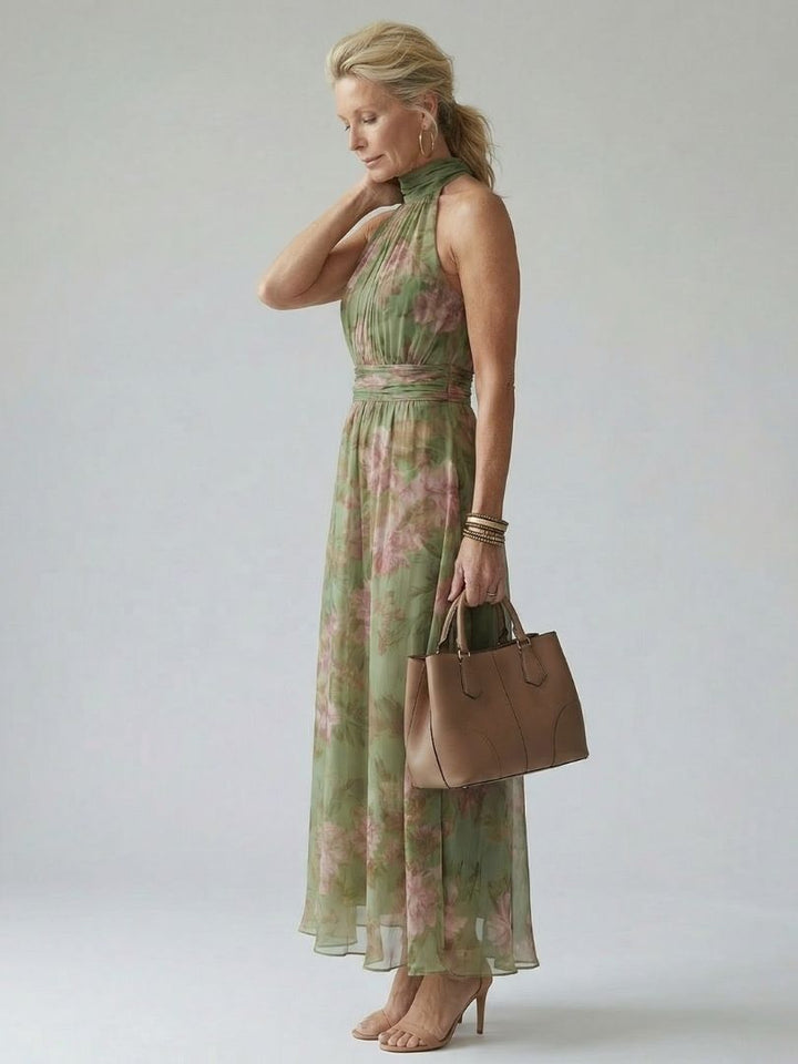 Midi Dress with Ruched Halter Neck Mirelle
