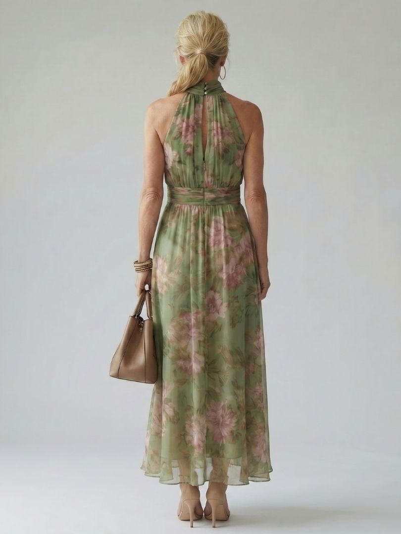 Midi Dress with Ruched Halter Neck Mirelle