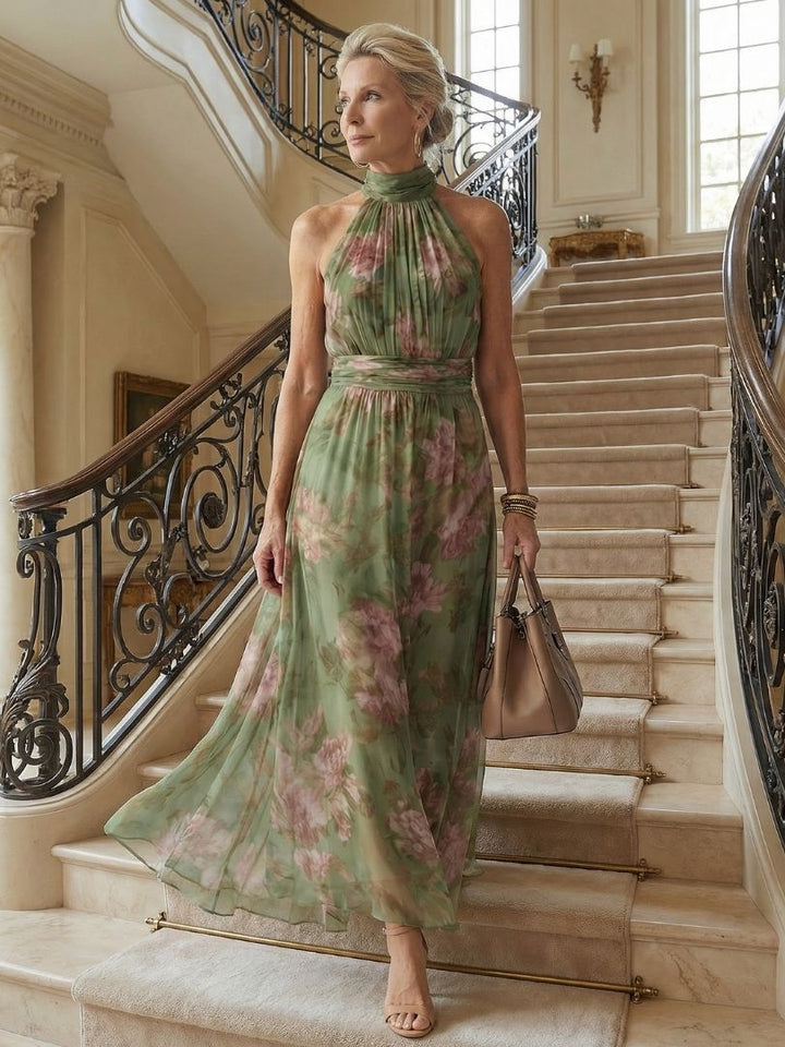 Midi Dress with Ruched Halter Neck Mirelle