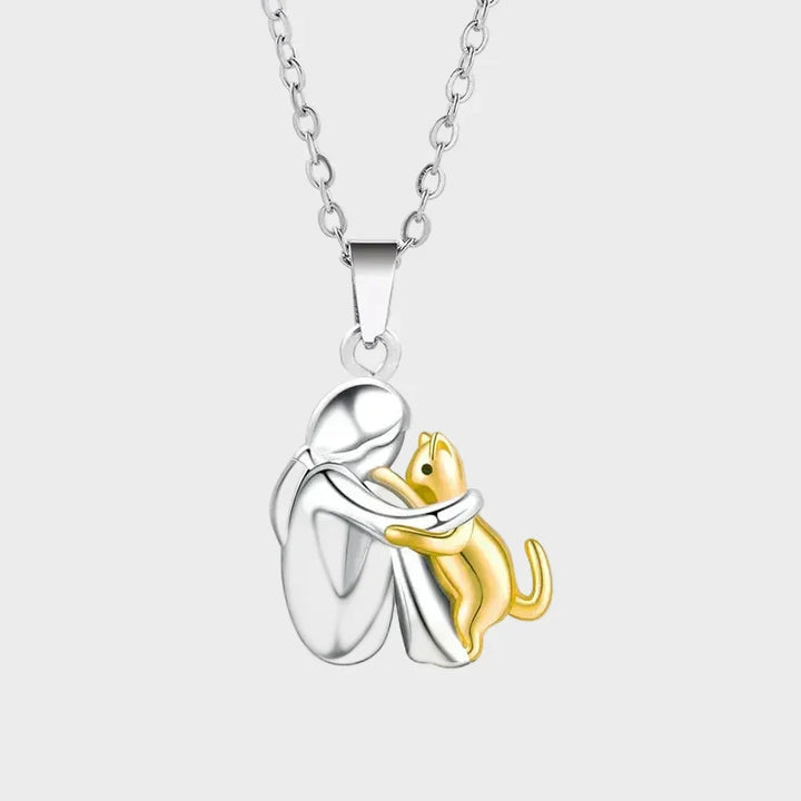 Vasia – Necklace with a pendant of an embrace between a man and a cat