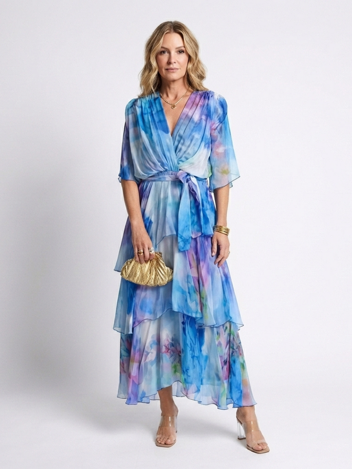 Calista Deep V-Neck Maxi Dress