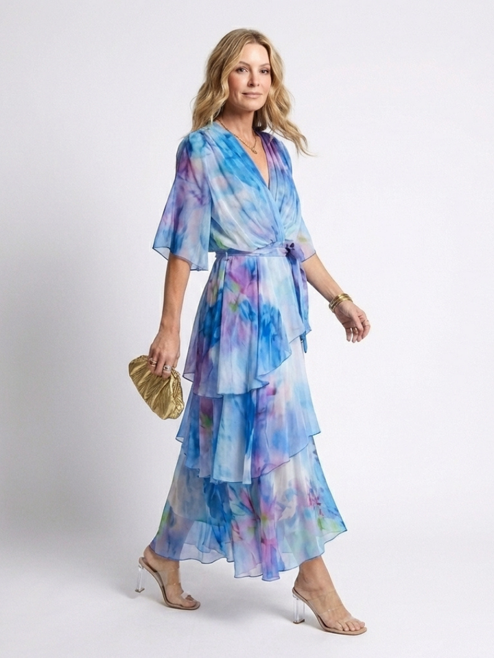 Calista Deep V-Neck Maxi Dress