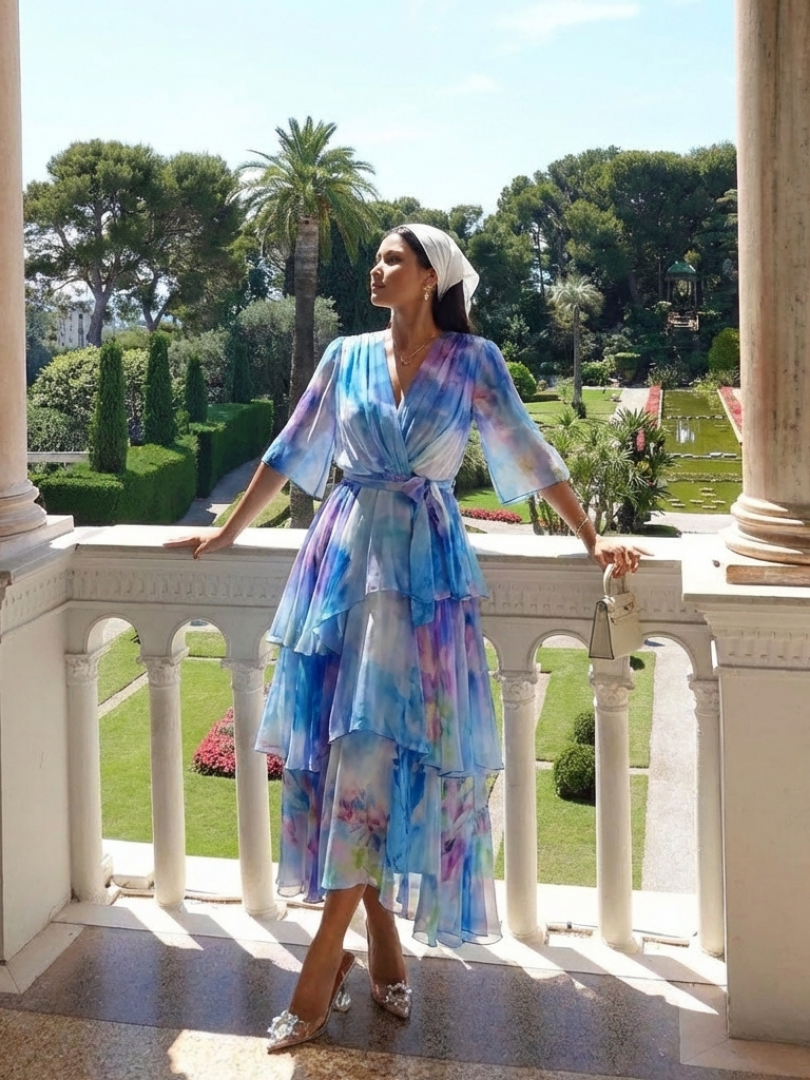 Calista Deep V-Neck Maxi Dress