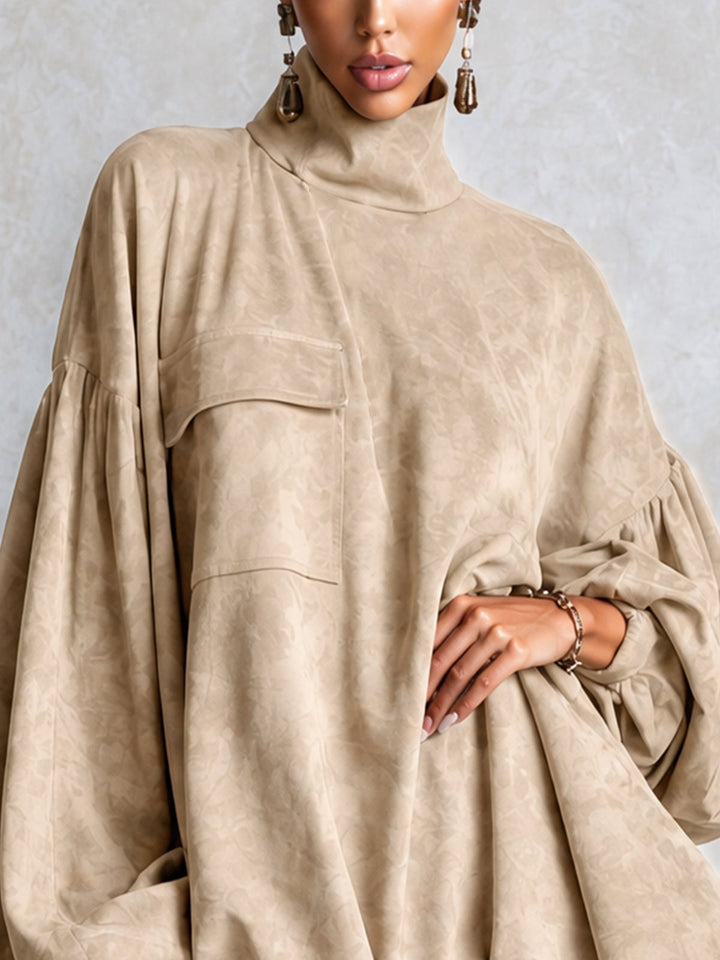 Khaki Faux Suede Oversized Mini Dress