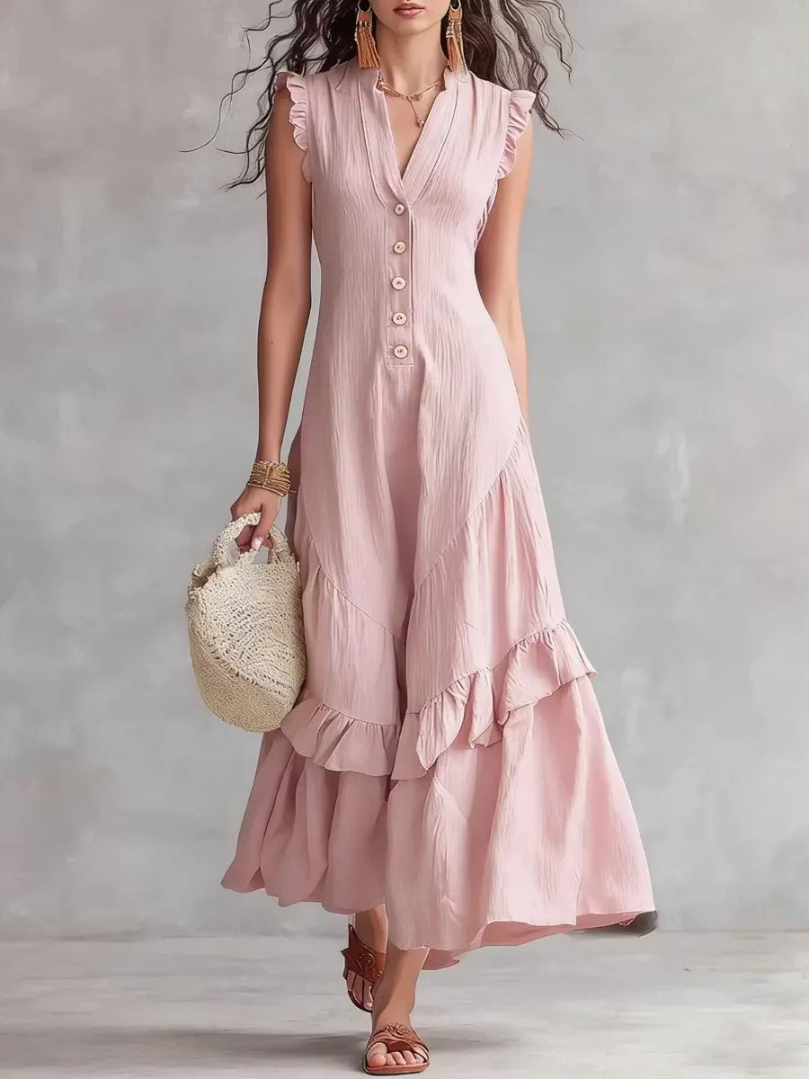 Minimalist Women's Lace Dress in Cotton and Linen