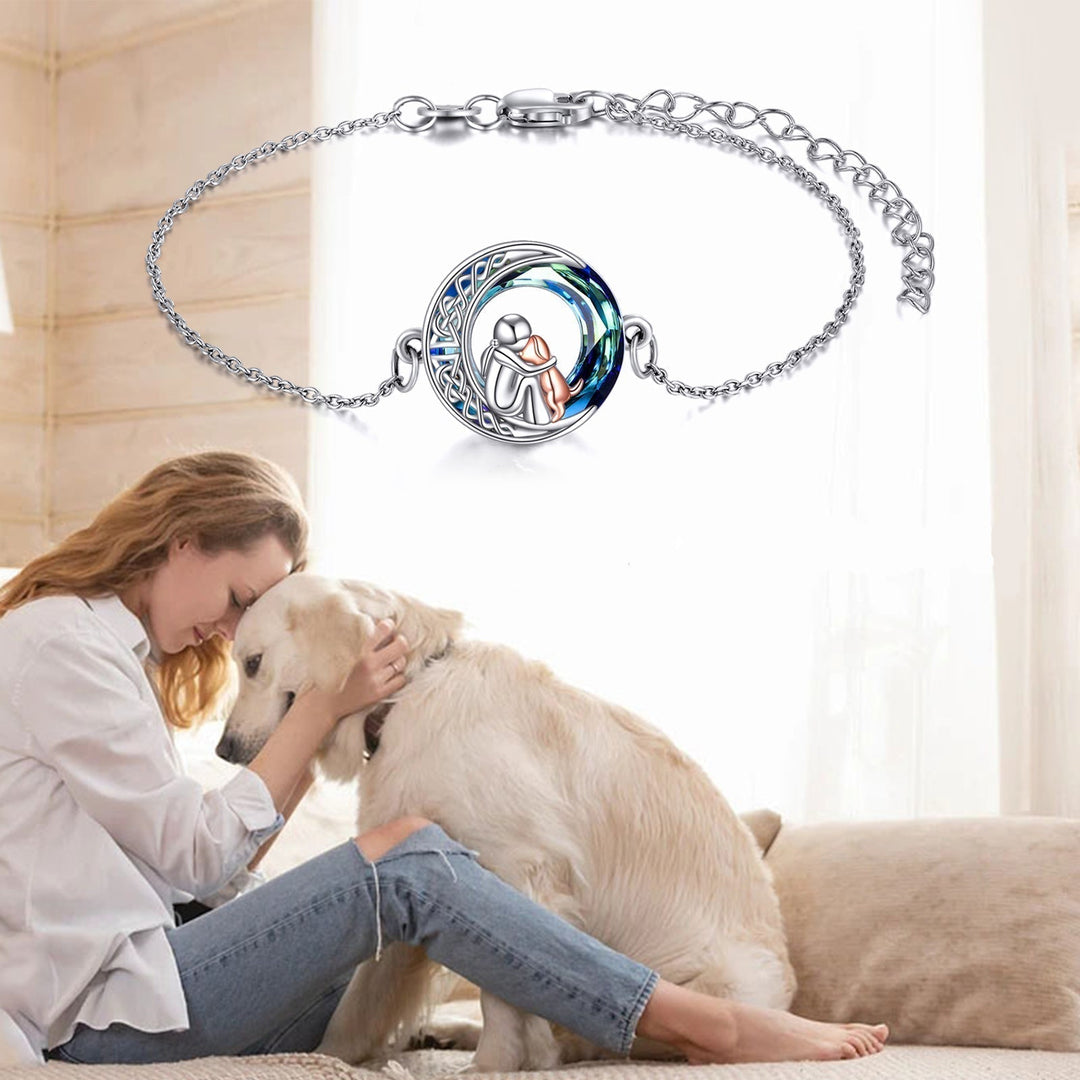 Adjustable Bracelet with Dog Charm in 925 Silver